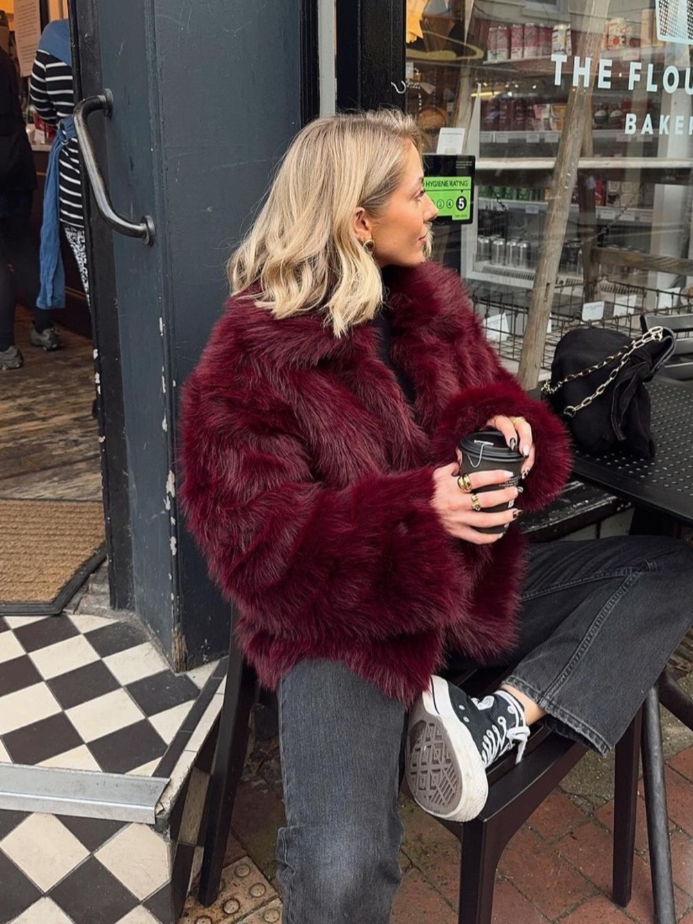 Women’s Faux Fur Jacket in Deep Berry women shaddy coat